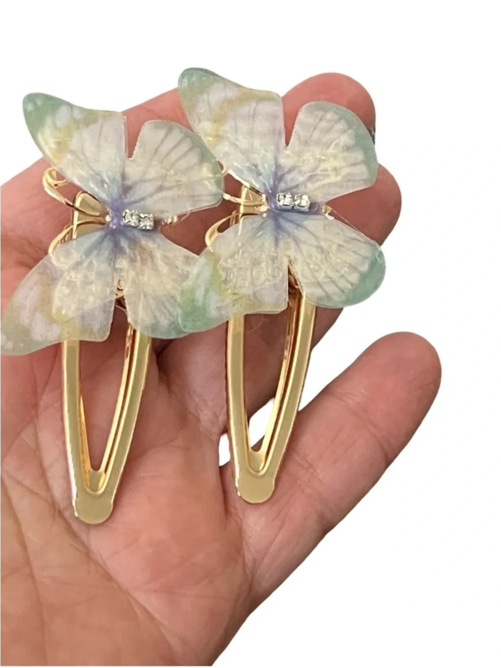 Gold Hair Clips with Pastel Floral Accents FINAL PRICE DROP